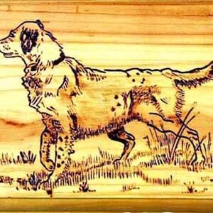 WOODBURNING, IRISH SETTER, HAND DONE, SIGNED, ONE OF A KIND, HIGHLY DETAILED,
